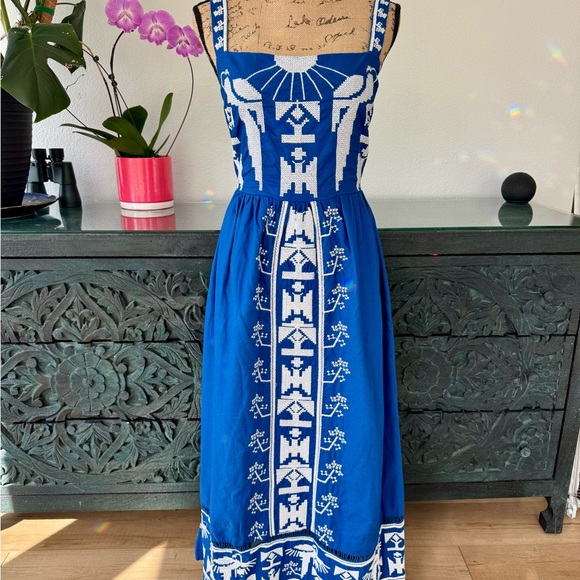 FARM Rio Dresses & Skirts - FARM Rio Blue Embroidered Maxi Dress
